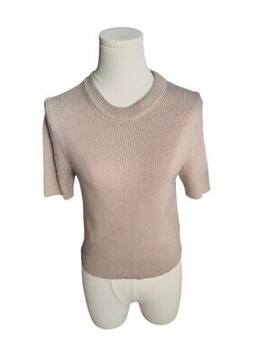 ZARA Classic Neutral Light Tan Ribbed Stretchy Cropped Sweater Size Large